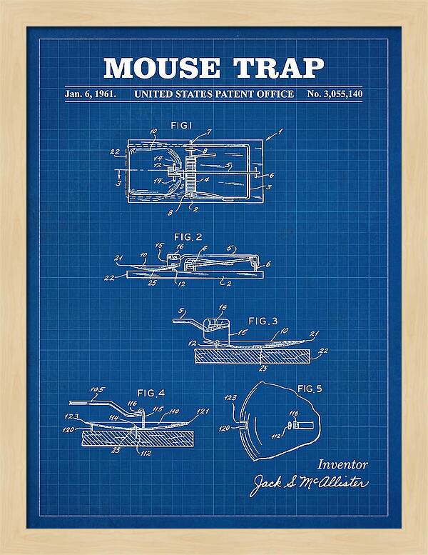 Mouse Trap Blueprint Patent Us3055140a