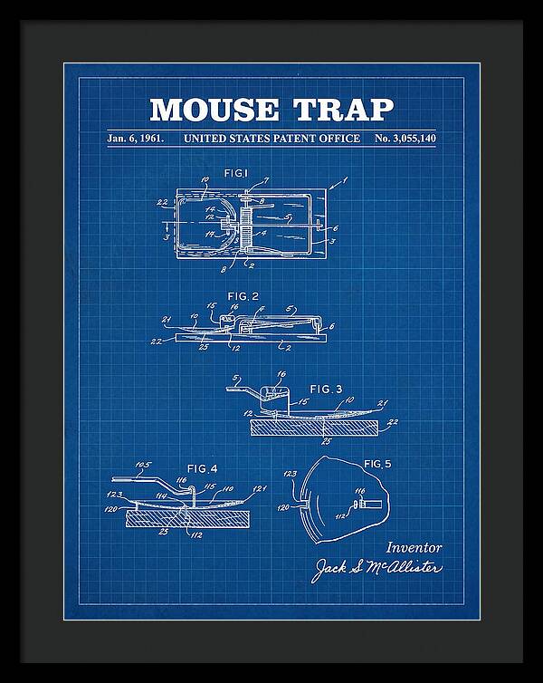 Mouse Trap Blueprint Patent Us3055140a