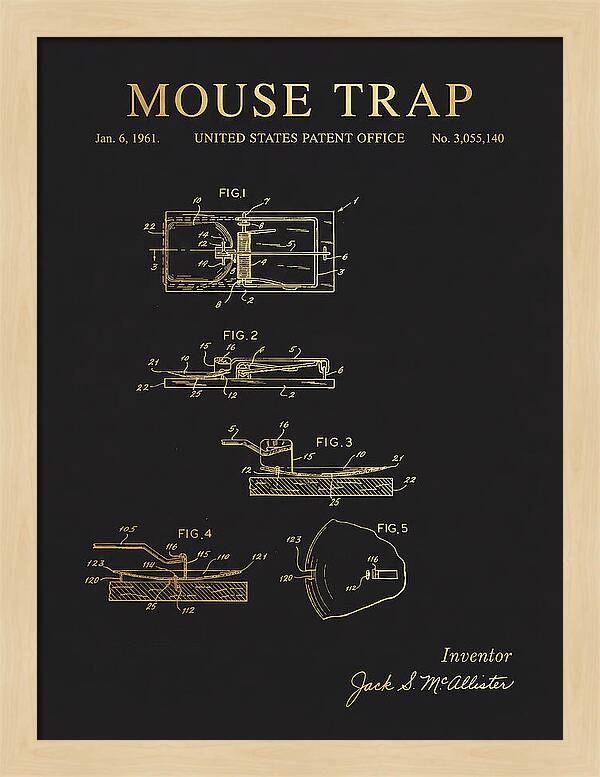 Mouse Trap Gold Patent Us3055140a