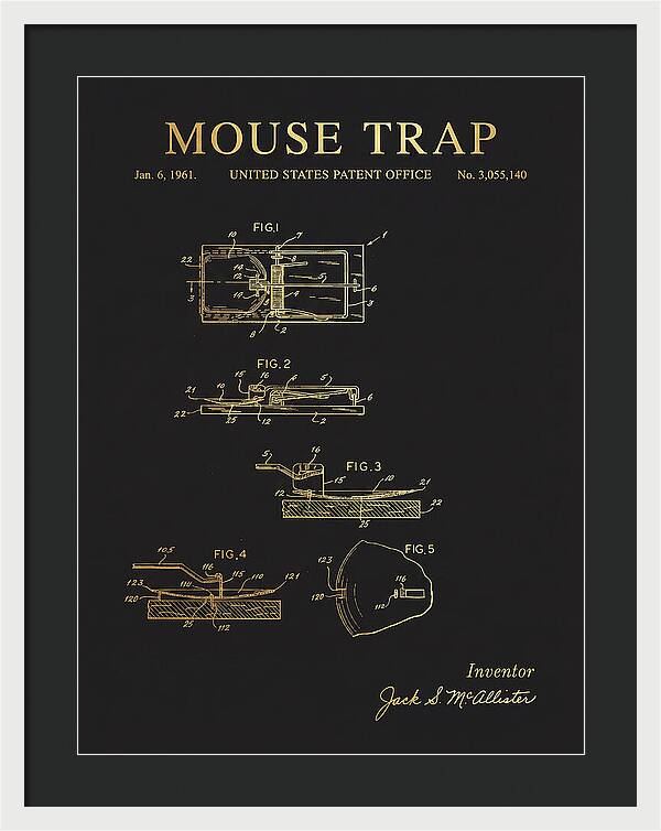 Mouse Trap Gold Patent Us3055140a