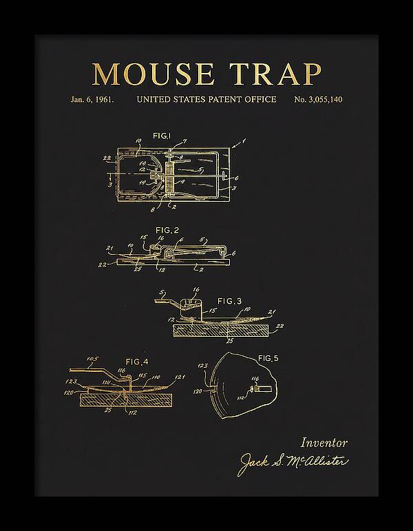 Mouse Trap Gold Patent Us3055140a