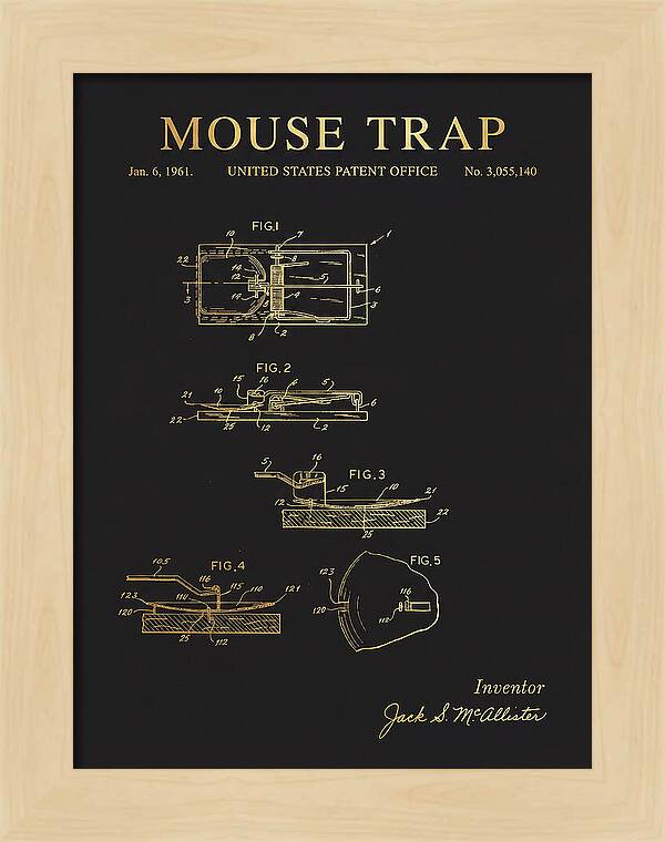 Mouse Trap Gold Patent Us3055140a