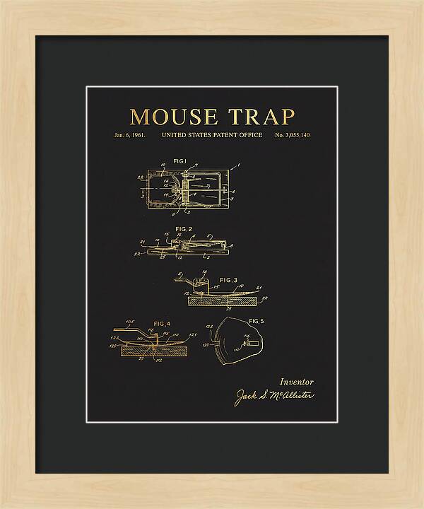 Mouse Trap Gold Patent Us3055140a