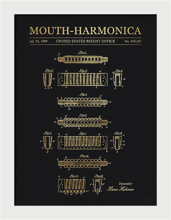 Mouth Harmonica Gold Patent Us653451a