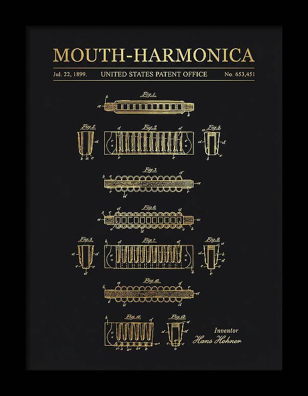 Mouth Harmonica Gold Patent Us653451a