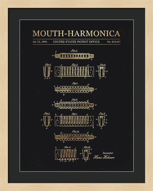Mouth Harmonica Gold Patent Us653451a