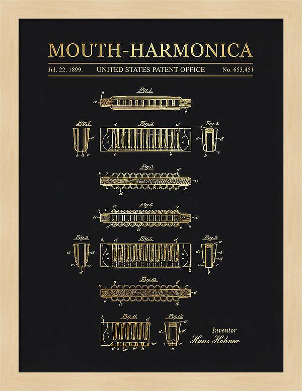 Mouth Harmonica Gold Patent Us653451a