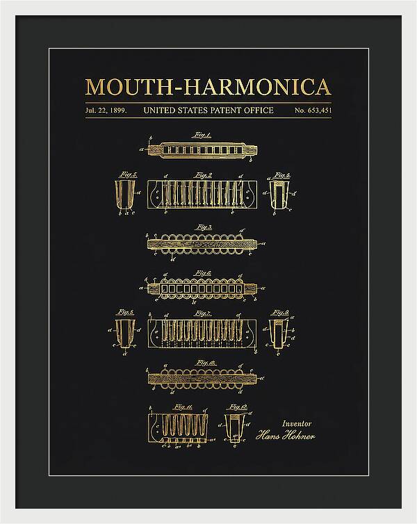 Mouth Harmonica Gold Patent Us653451a