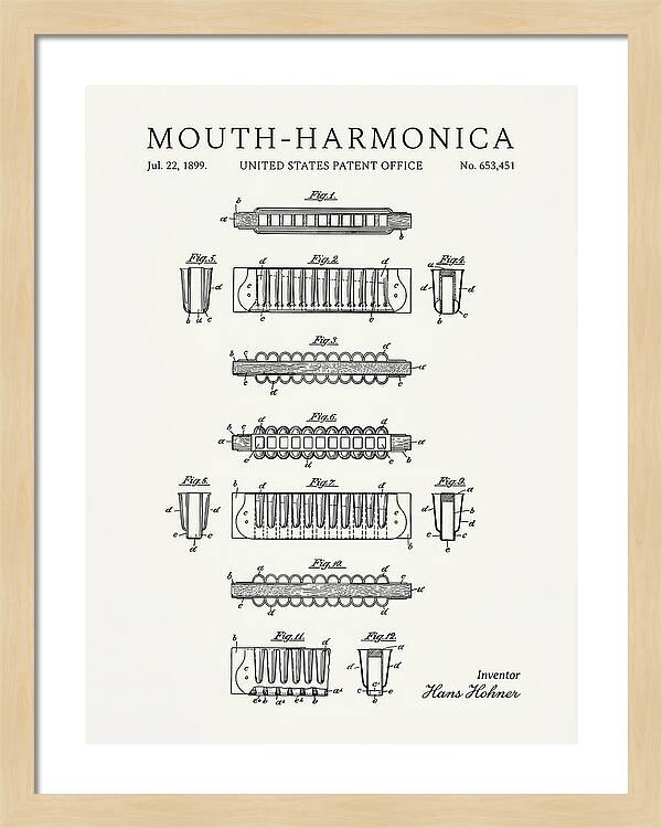 Mouth Harmonica Minimalist Patent Us653451a