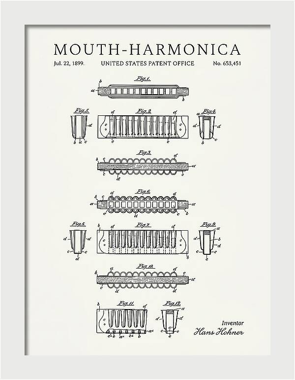 Mouth Harmonica Minimalist Patent Us653451a