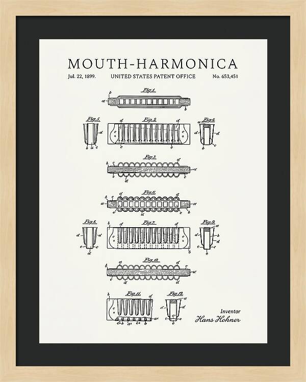 Mouth Harmonica Minimalist Patent Us653451a