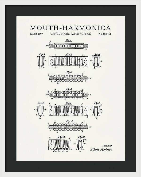 Mouth Harmonica Minimalist Patent Us653451a