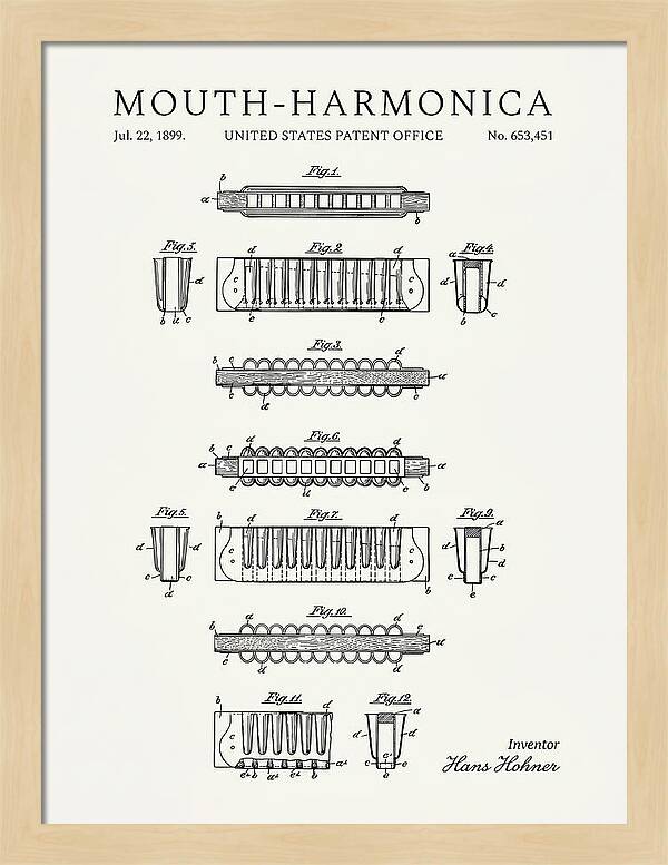 Mouth Harmonica Minimalist Patent Us653451a