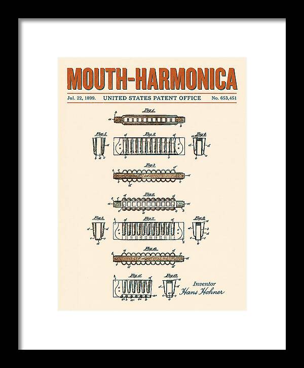 Mouth Harmonica Retro Patent Us653451a