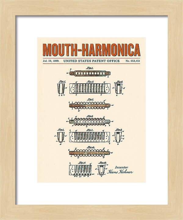 Mouth Harmonica Retro Patent Us653451a