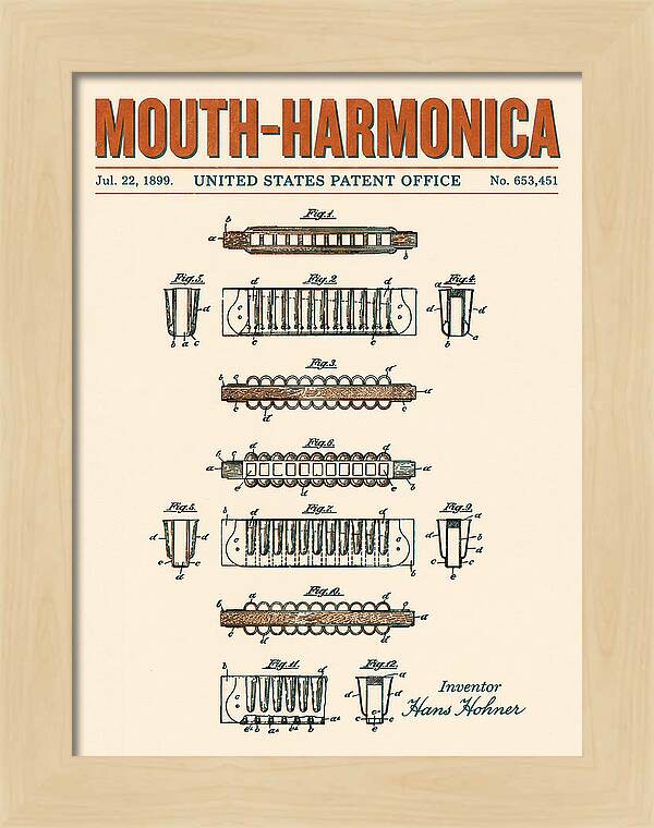 Mouth Harmonica Retro Patent Us653451a