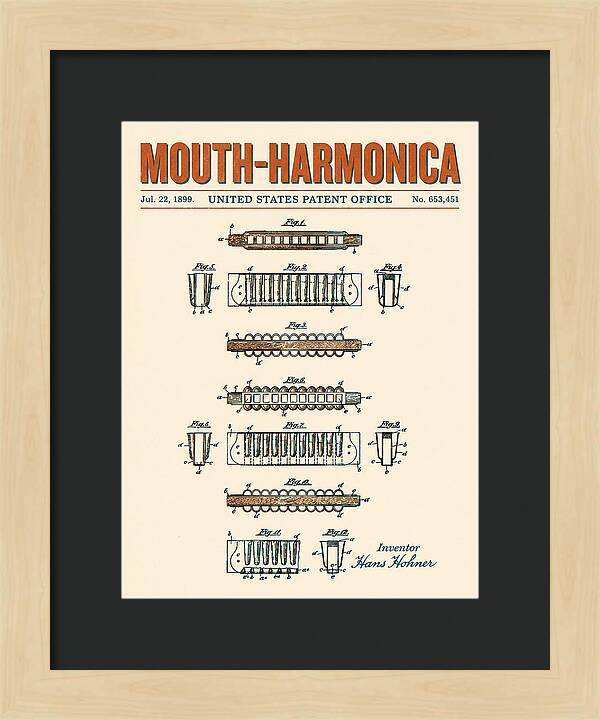 Mouth Harmonica Retro Patent Us653451a