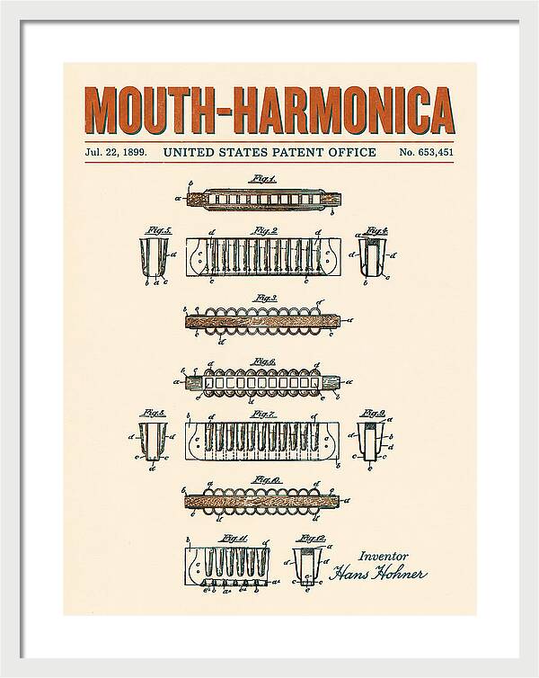 Mouth Harmonica Retro Patent Us653451a