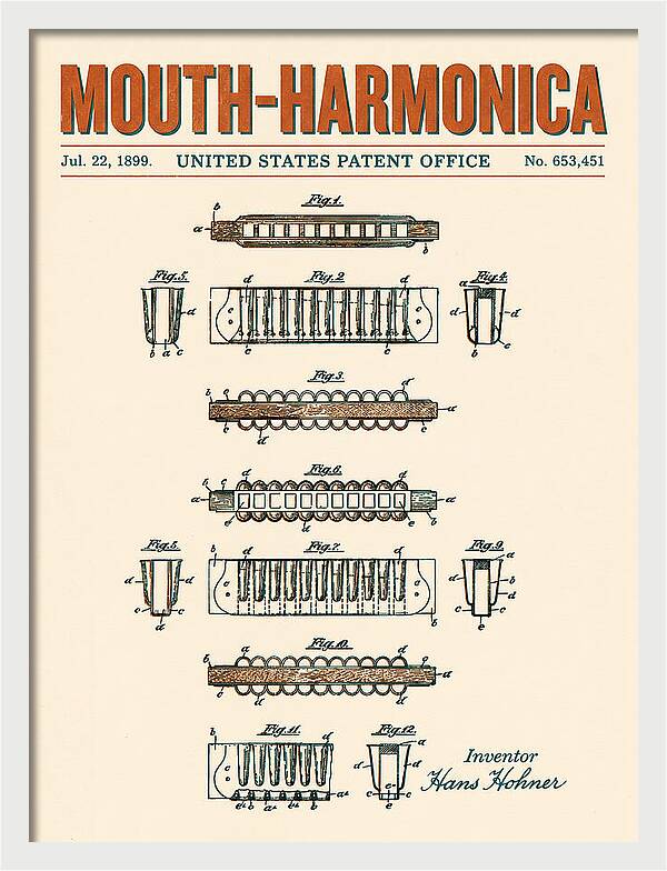 Mouth Harmonica Retro Patent Us653451a