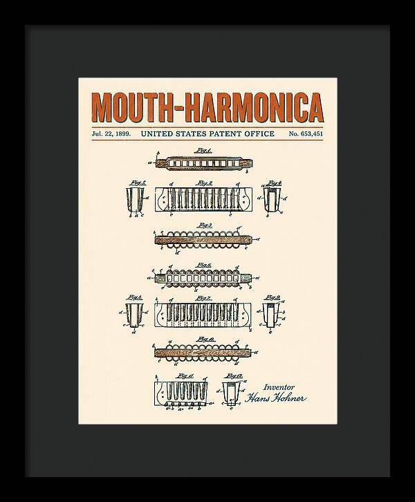 Mouth Harmonica Retro Patent Us653451a
