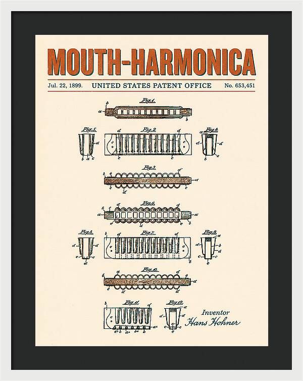 Mouth Harmonica Retro Patent Us653451a