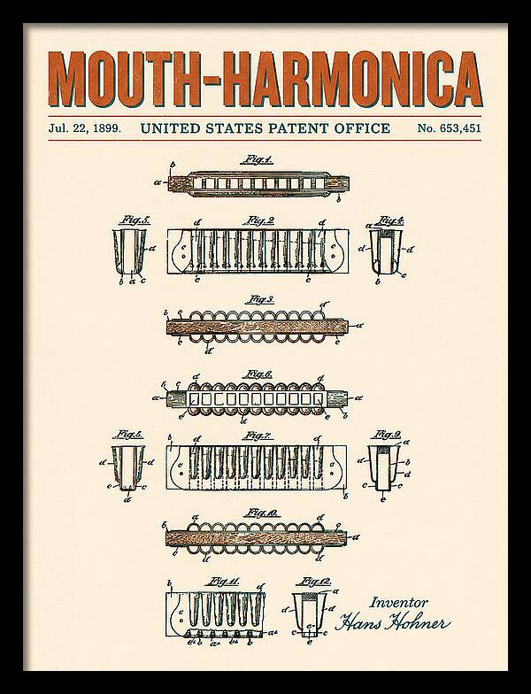 Mouth Harmonica Retro Patent Us653451a