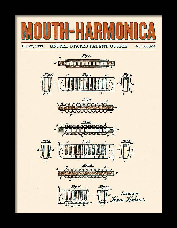 Mouth Harmonica Retro Patent Us653451a