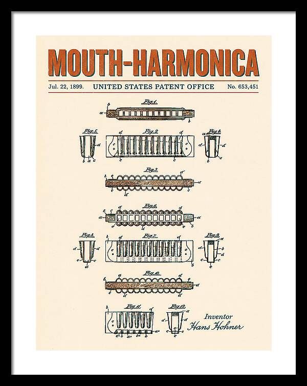 Mouth Harmonica Retro Patent Us653451a