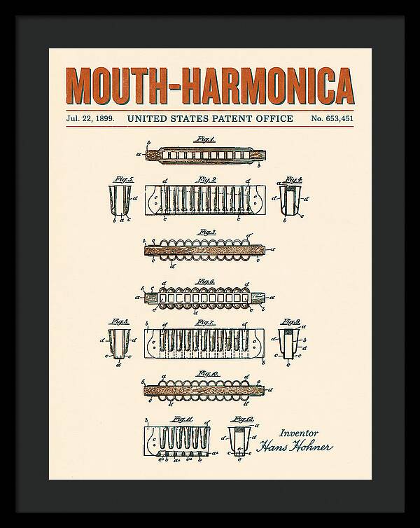 Mouth Harmonica Retro Patent Us653451a