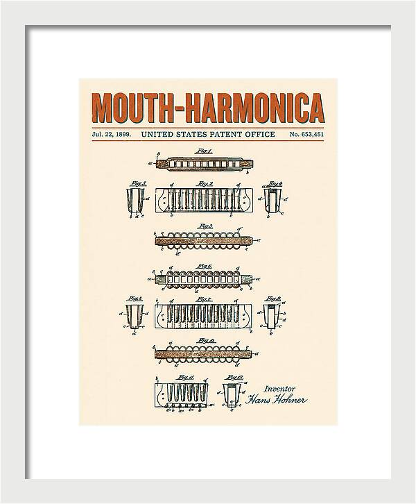 Mouth Harmonica Retro Patent Us653451a