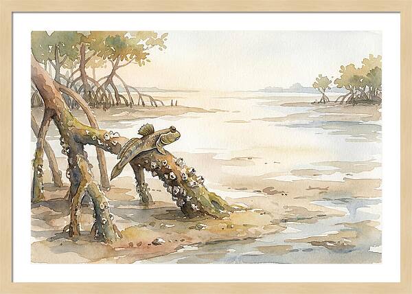 Mudskipper On Mangrove Root
