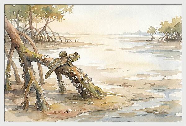 Mudskipper On Mangrove Root