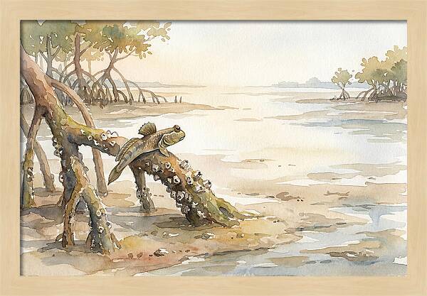 Mudskipper On Mangrove Root