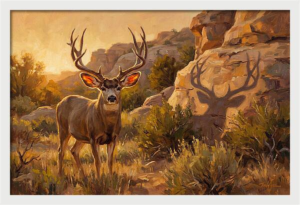 Mule Deer Bathed In Warm Glow