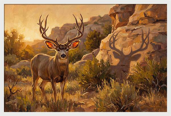 Mule Deer Bathed In Warm Glow