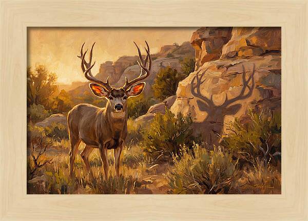 Mule Deer Bathed In Warm Glow