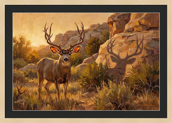 Mule Deer Bathed In Warm Glow