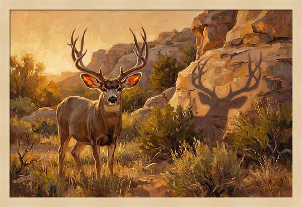 Mule Deer Bathed In Warm Glow