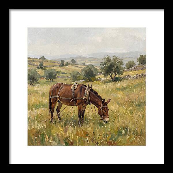 Mule Grazing In Serene Landscape