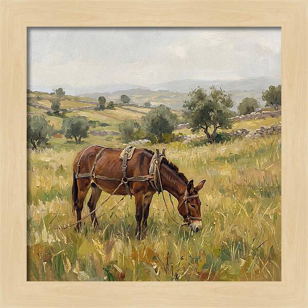 Mule Grazing In Serene Landscape