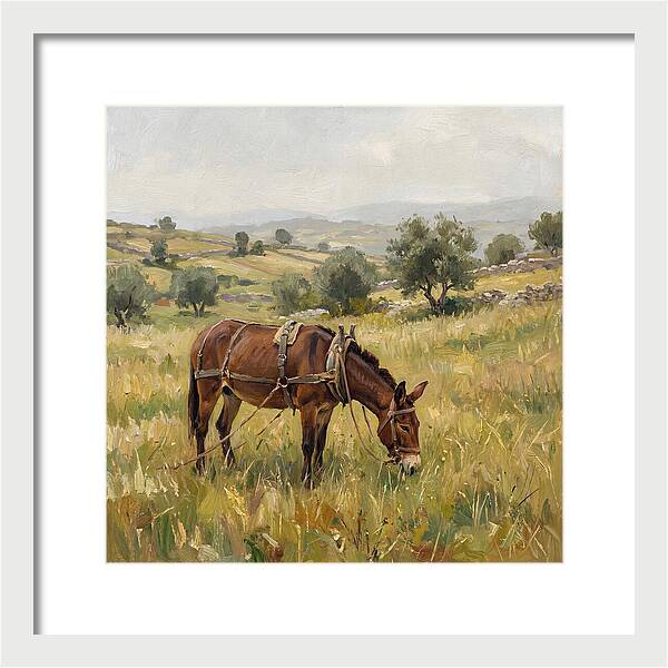 Mule Grazing In Serene Landscape