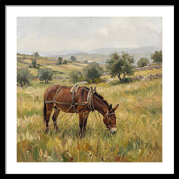 Mule Grazing In Serene Landscape