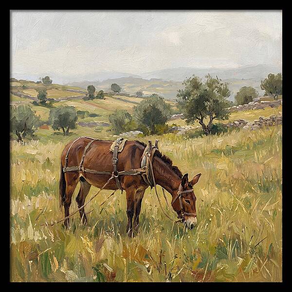 Mule Grazing In Serene Landscape