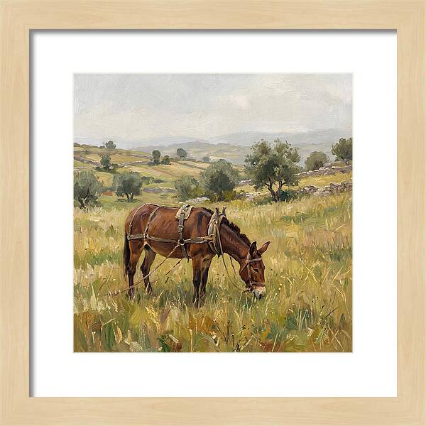 Mule Grazing In Serene Landscape
