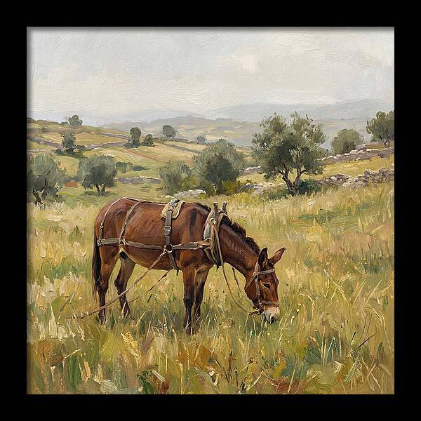 Mule Grazing In Serene Landscape
