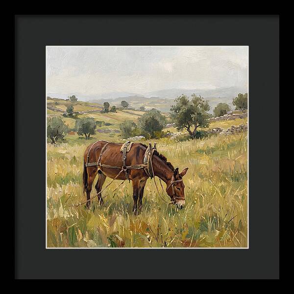 Mule Grazing In Serene Landscape