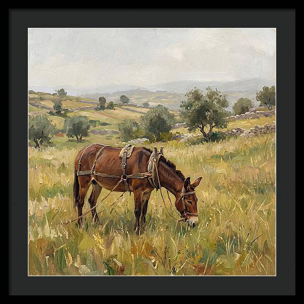 Mule Grazing In Serene Landscape