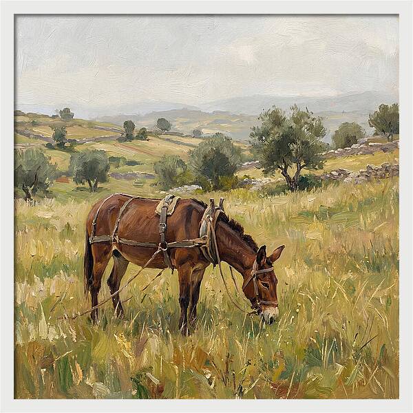 Mule Grazing In Serene Landscape