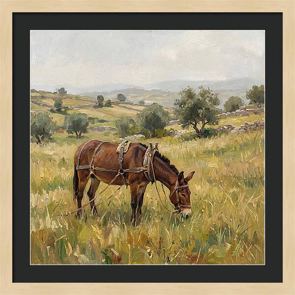 Mule Grazing In Serene Landscape