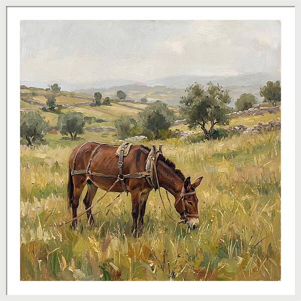 Mule Grazing In Serene Landscape